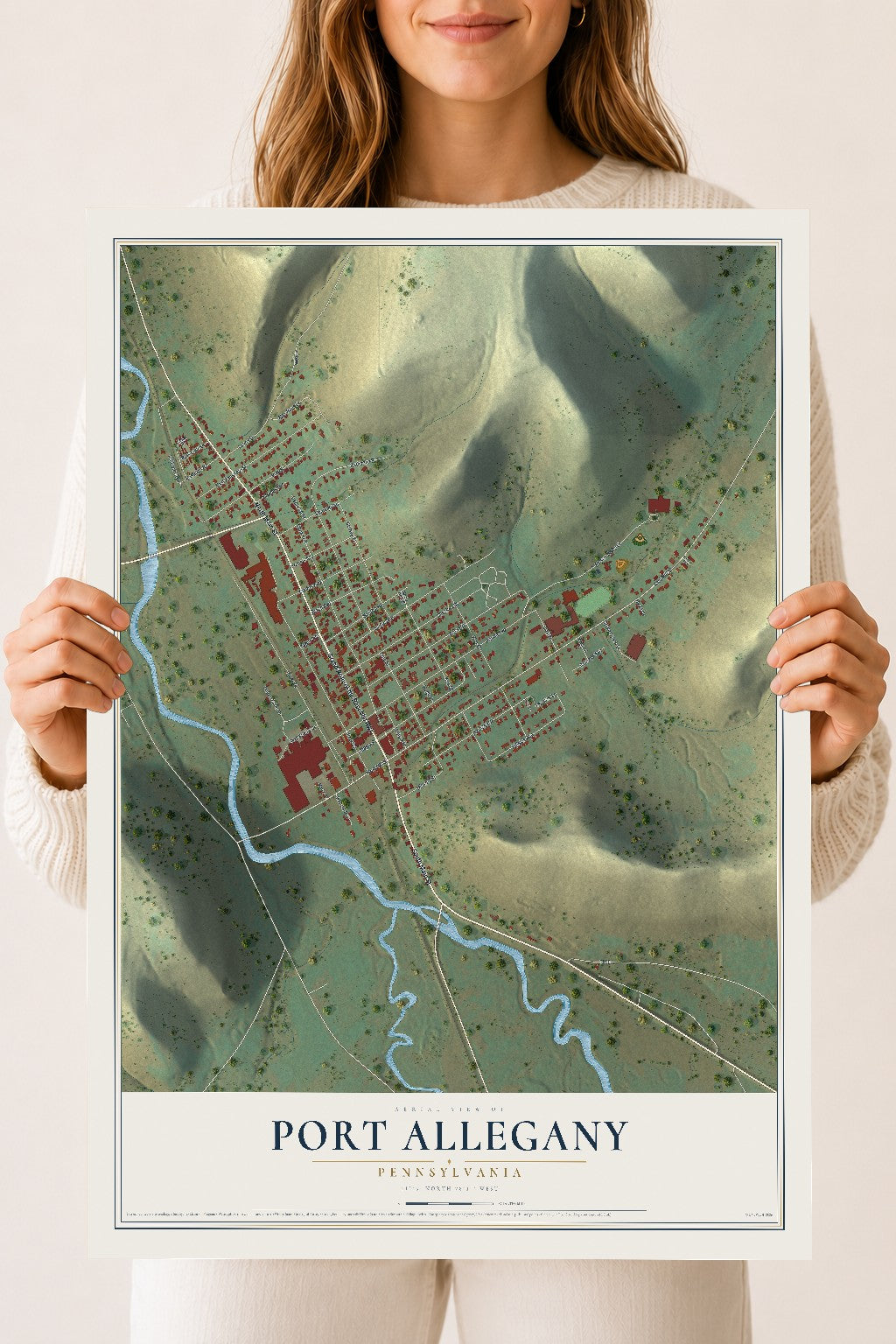 Map of Port Allegany, Pennsylvania, 18 x 24 inch unframed archival matte print
