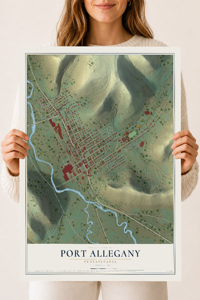 Map of Port Allegany, Pennsylvania, 18 x 24 inch unframed archival matte print