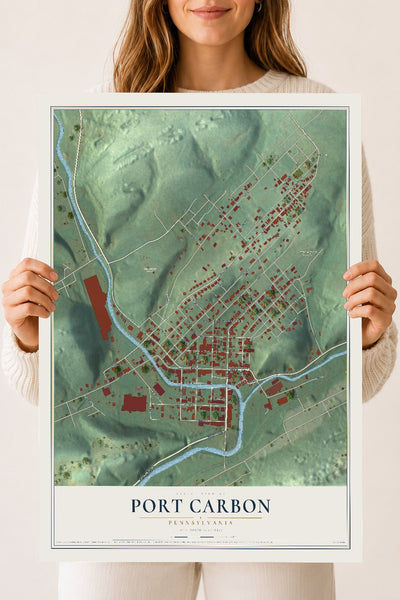 Map of Port Carbon, Pennsylvania, 18 x 24 inch unframed archival matte print