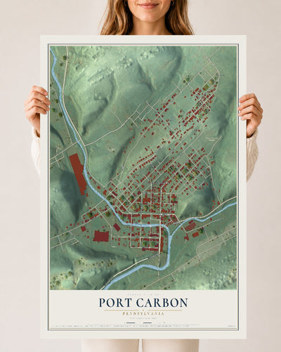 Map of Port Carbon, Pennsylvania, 24 x 36 inch unframed archival matte print
