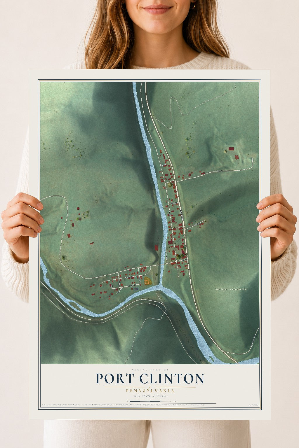 Map of Port Clinton, Pennsylvania, 18 x 24 inch unframed archival matte print