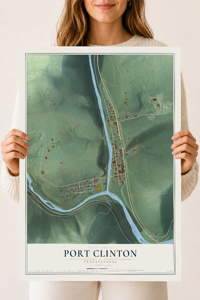 Map of Port Clinton, Pennsylvania, 18 x 24 inch unframed archival matte print