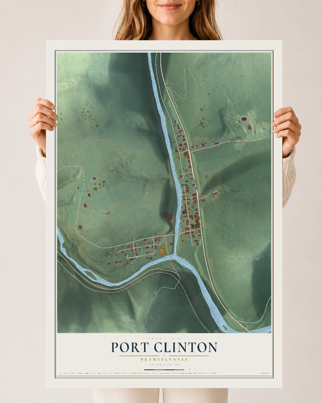 Map of Port Clinton, Pennsylvania, 24 x 36 inch unframed archival matte print
