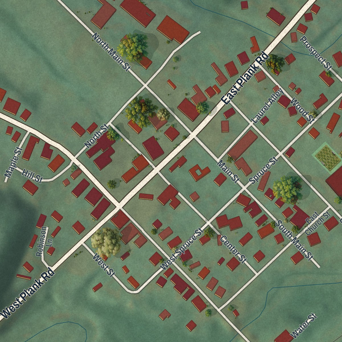 Close-up of the map of Port Matilda, Pennsylvania print showing street and building detail