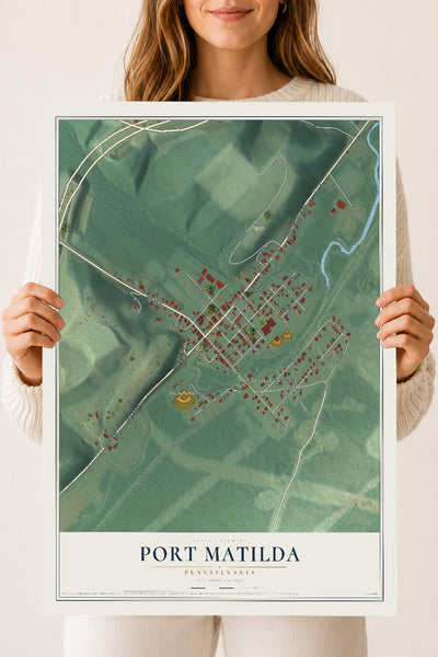 Map of Port Matilda, Pennsylvania, 18 x 24 inch unframed archival matte print