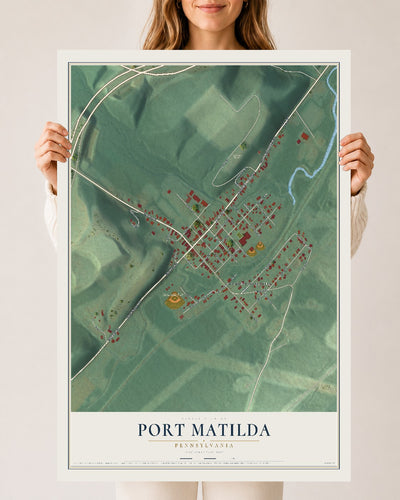 Map of Port Matilda, Pennsylvania, 24 x 36 inch unframed archival matte print