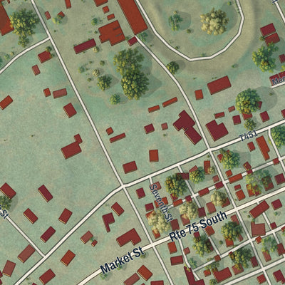 Second close-up of the map of Port Royal, Pennsylvania print showing more streets and buildings