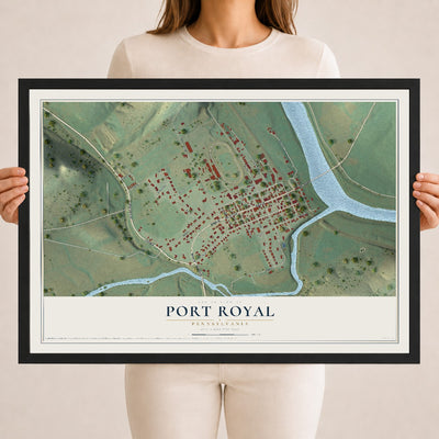 Map of Port Royal, Pennsylvania, 18 x 24 inch print in a black wood frame