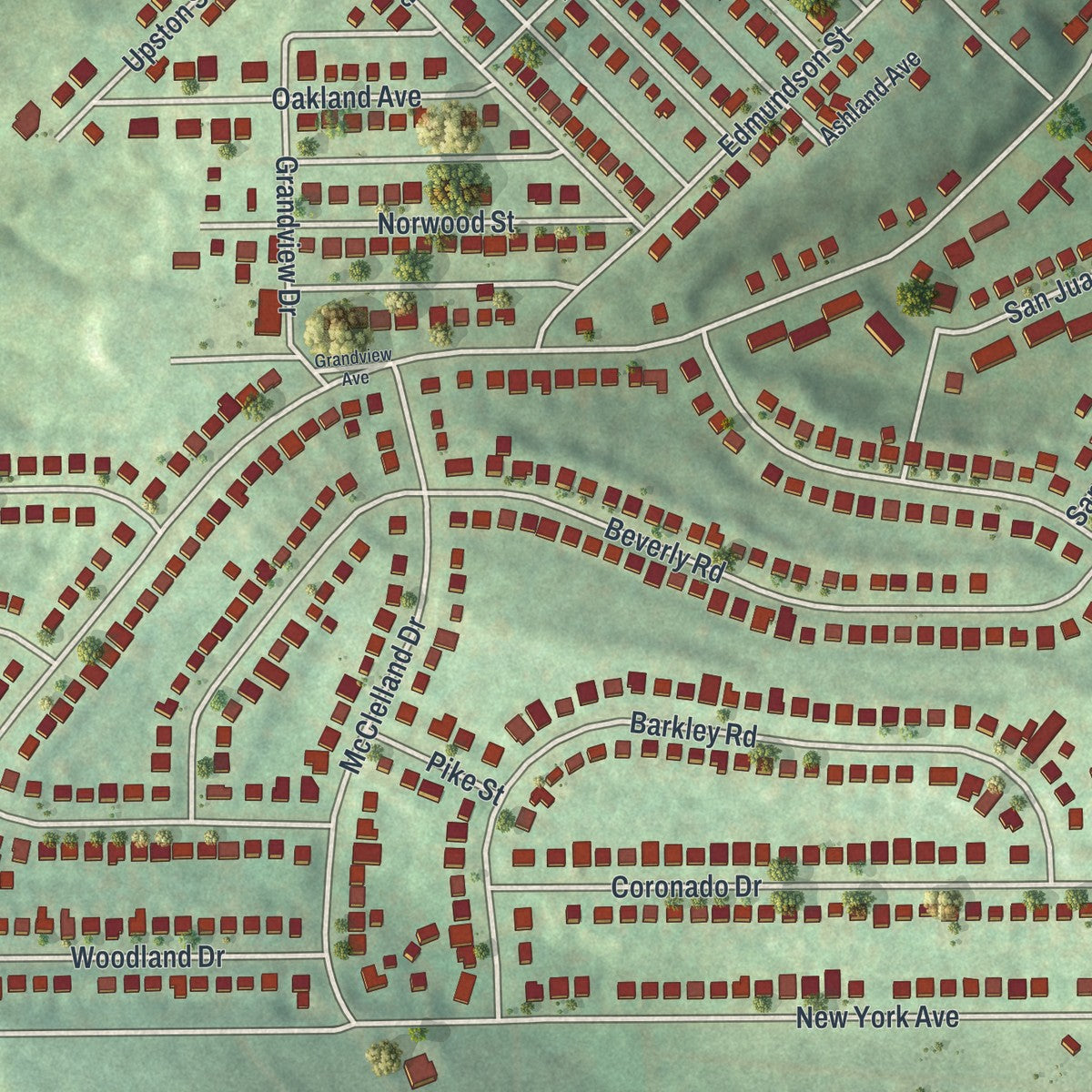 Close-up of the map of Port Vue, Pennsylvania print showing street and building detail