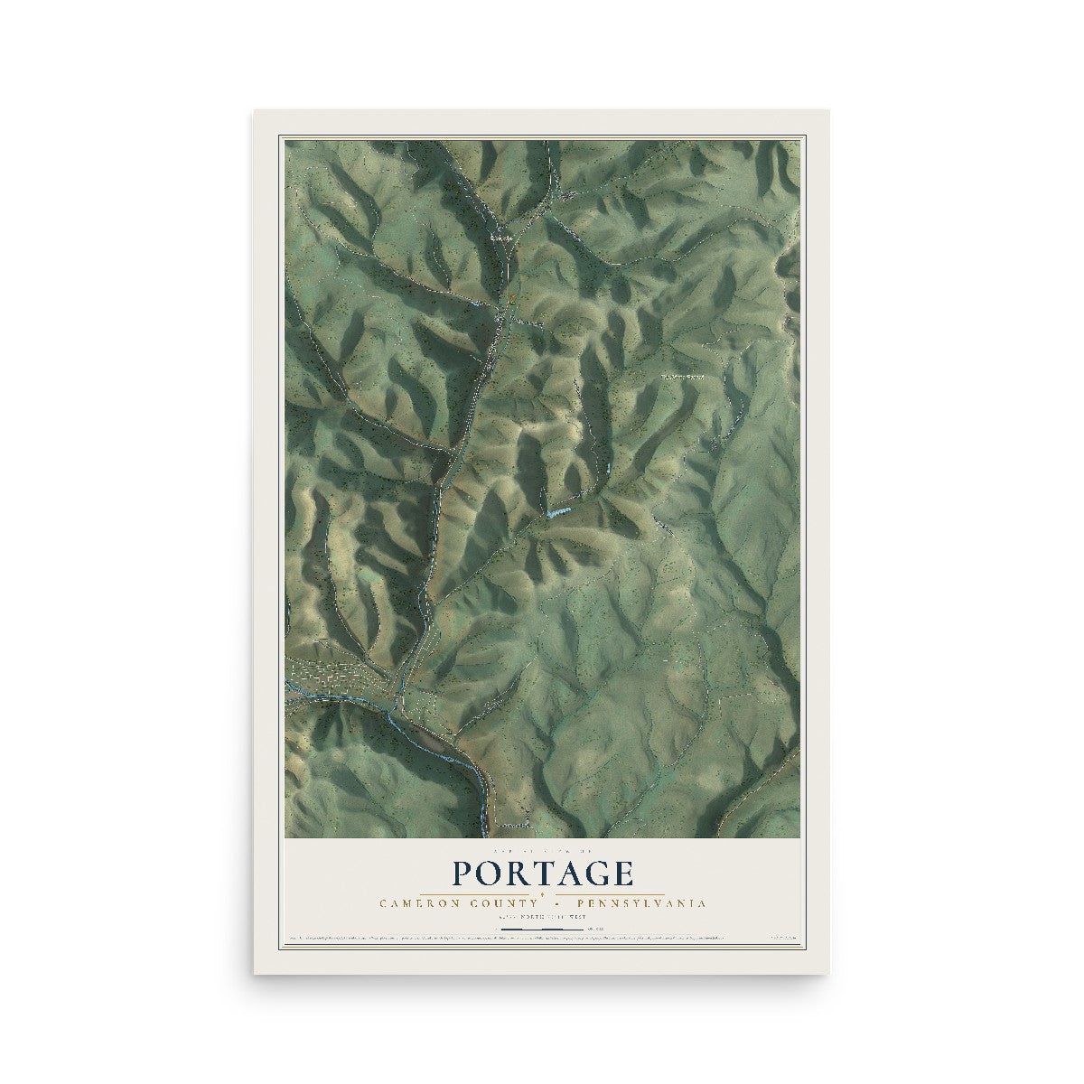 Map of Portage, Cameron County, Pennsylvania, 12 x 18 inch unframed archival matte print