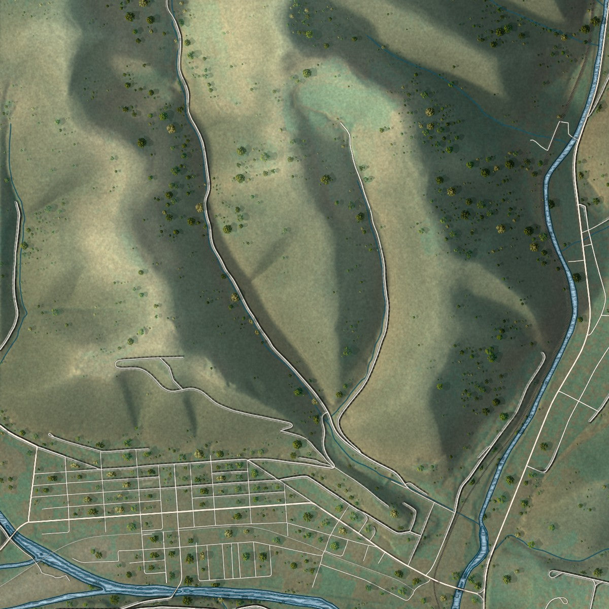 Close-up of the map of Portage, Cameron County, Pennsylvania print showing street and building detail