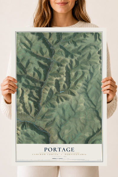 Map of Portage, Cameron County, Pennsylvania, 18 x 24 inch unframed archival matte print