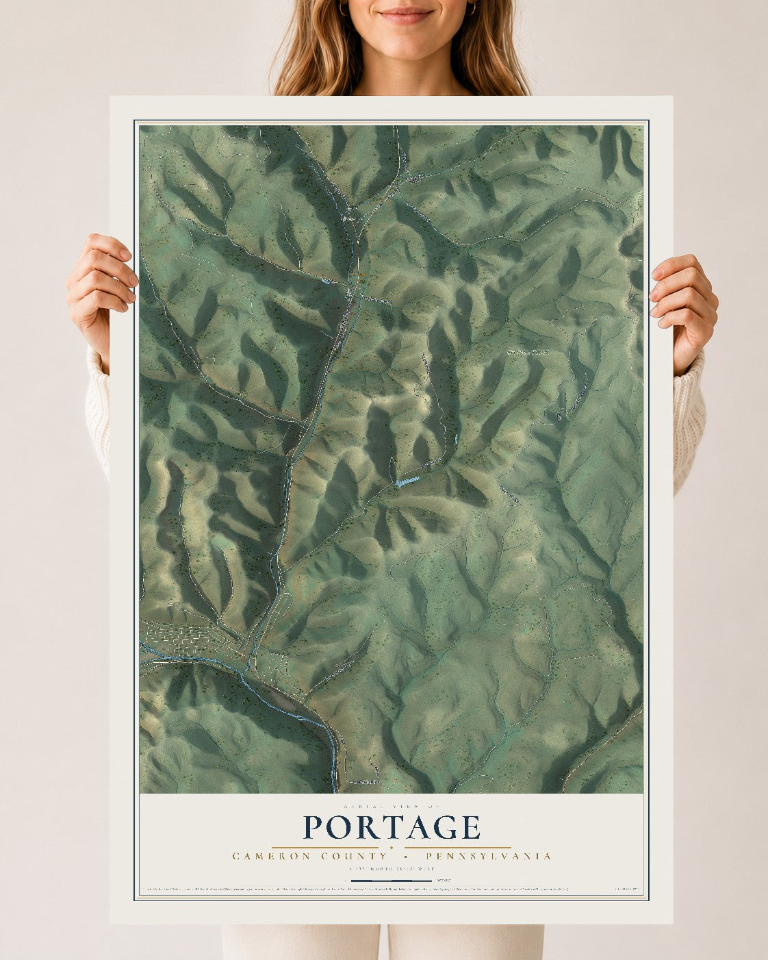 Map of Portage, Cameron County, Pennsylvania, 24 x 36 inch unframed archival matte print