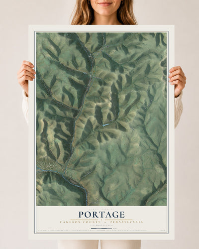 Map of Portage, Cameron County, Pennsylvania, 24 x 36 inch unframed archival matte print