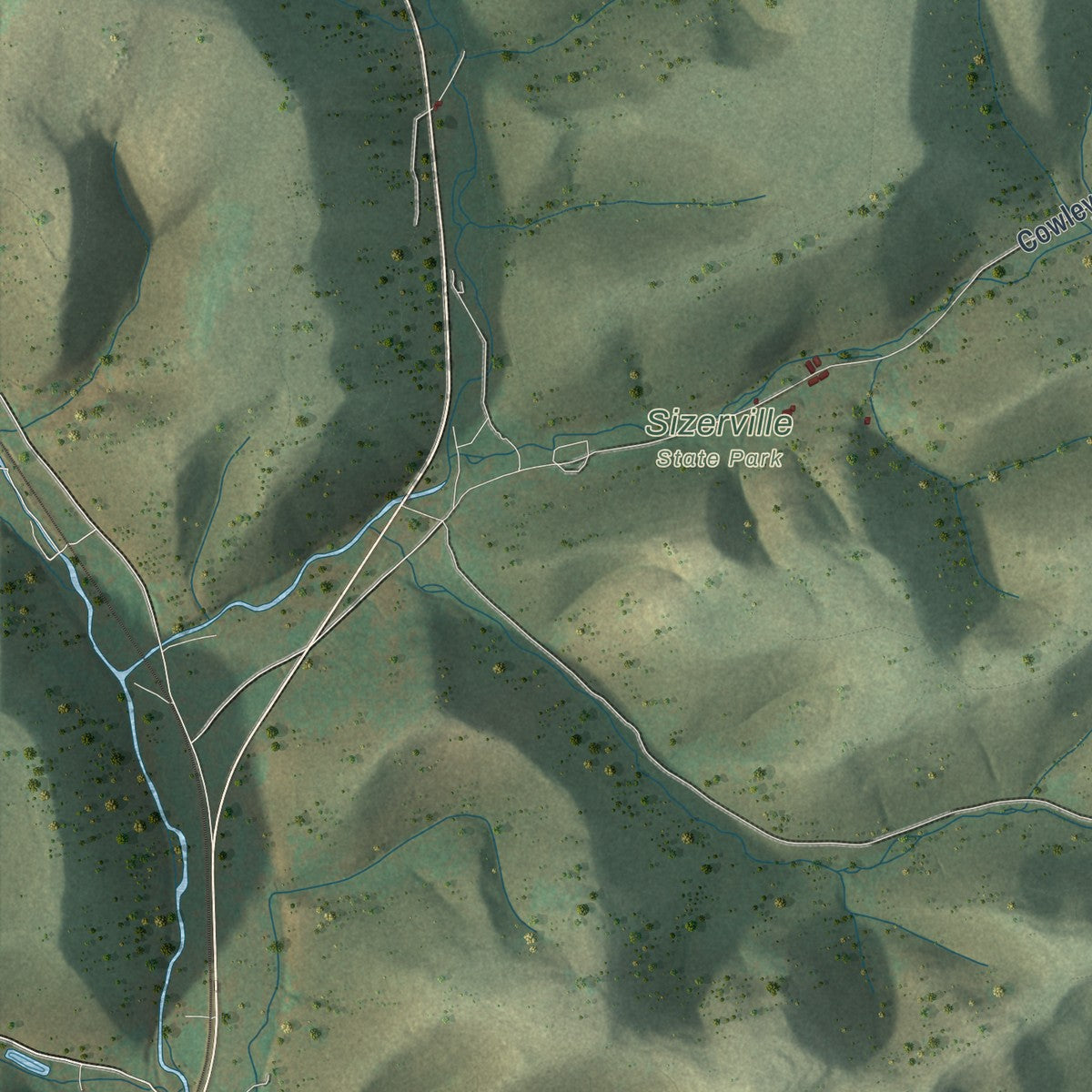Second close-up of the map of Portage, Potter County, Pennsylvania print showing more streets and buildings