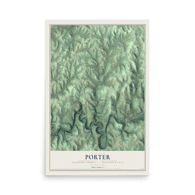 Map of Porter, Clarion County, Pennsylvania, 12 x 18 inch unframed archival matte print