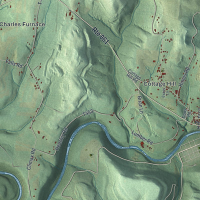 Second close-up of the map of Porter, Clarion County, Pennsylvania print showing more streets and buildings