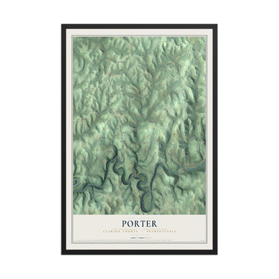 Map of Porter, Clarion County, Pennsylvania, 12 x 18 inch print in a black wood frame