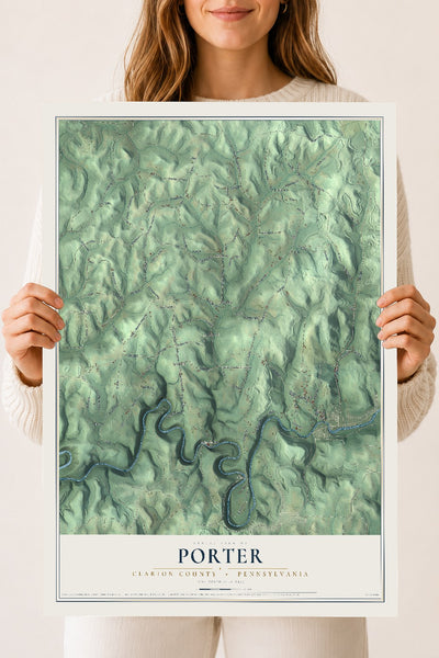 Map of Porter, Clarion County, Pennsylvania, 18 x 24 inch unframed archival matte print