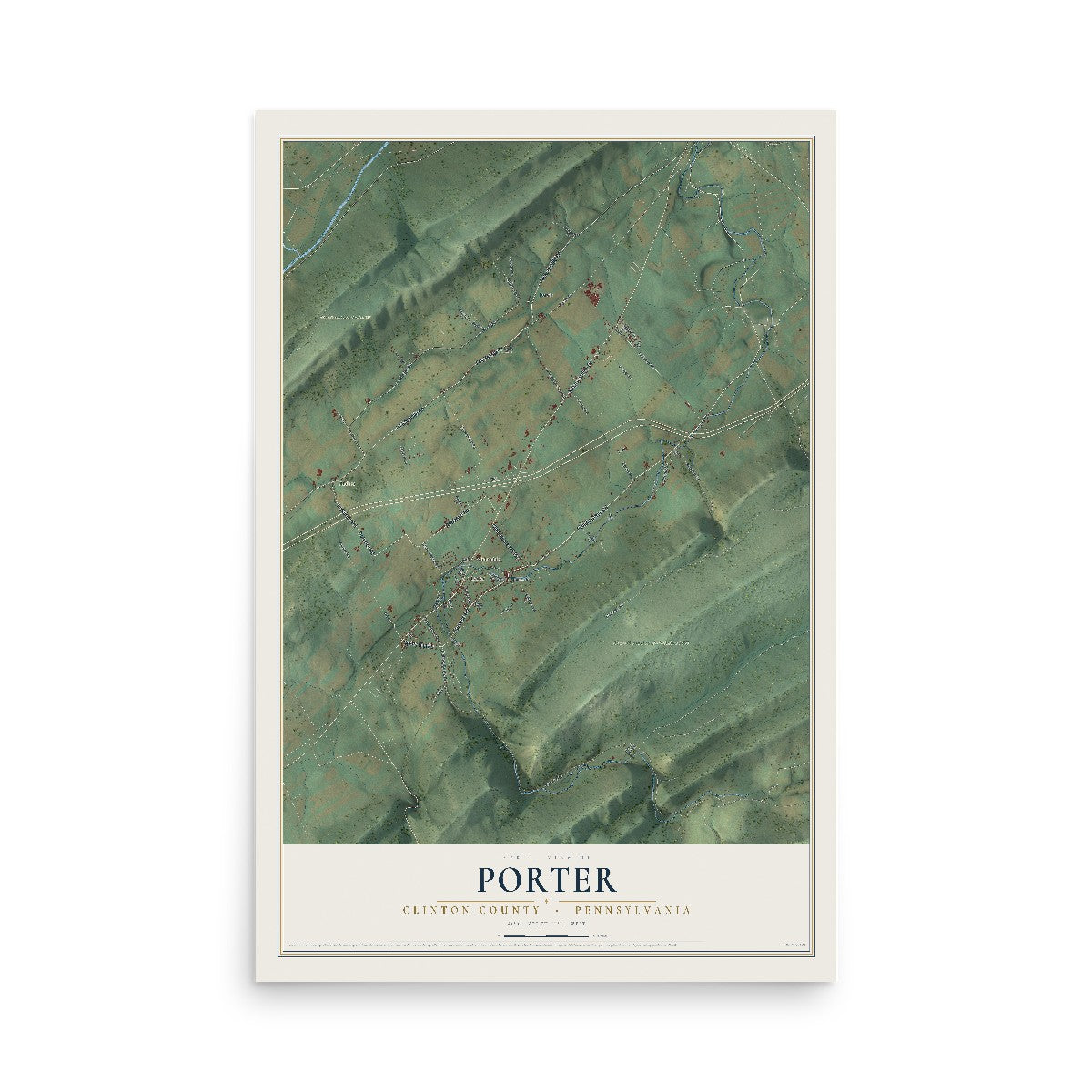 Map of Porter, Clinton County, Pennsylvania, 12 x 18 inch unframed archival matte print