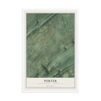 Map of Porter, Clinton County, Pennsylvania, 12 x 18 inch print in a white wood frame