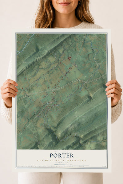 Map of Porter, Clinton County, Pennsylvania, 18 x 24 inch unframed archival matte print