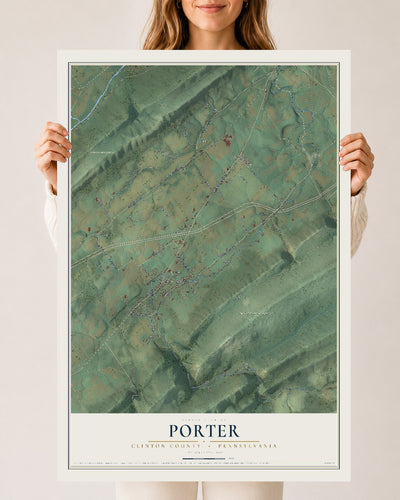 Map of Porter, Clinton County, Pennsylvania, 24 x 36 inch unframed archival matte print
