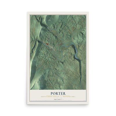 Map of Porter, Huntingdon County, Pennsylvania, 12 x 18 inch unframed archival matte print