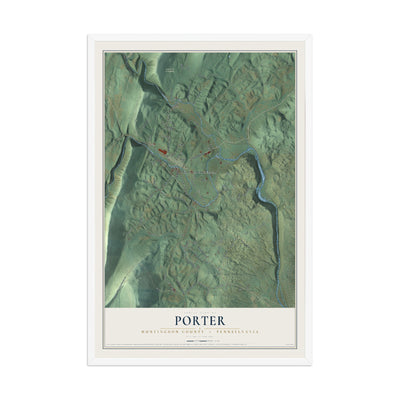 Map of Porter, Huntingdon County, Pennsylvania, 12 x 18 inch print in a white wood frame