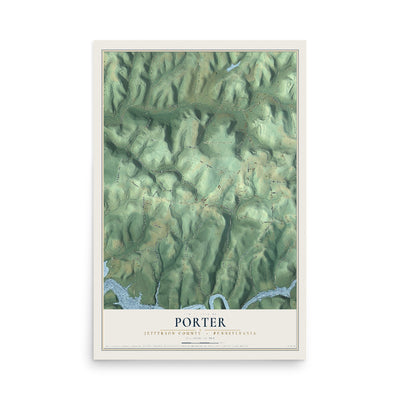 Map of Porter, Jefferson County, Pennsylvania, 12 x 18 inch unframed archival matte print