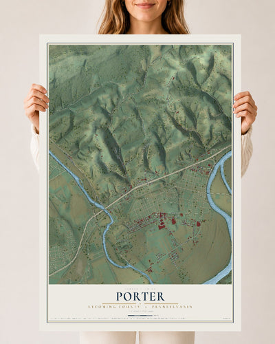 Map of Porter, Lycoming County, Pennsylvania, 24 x 36 inch unframed archival matte print