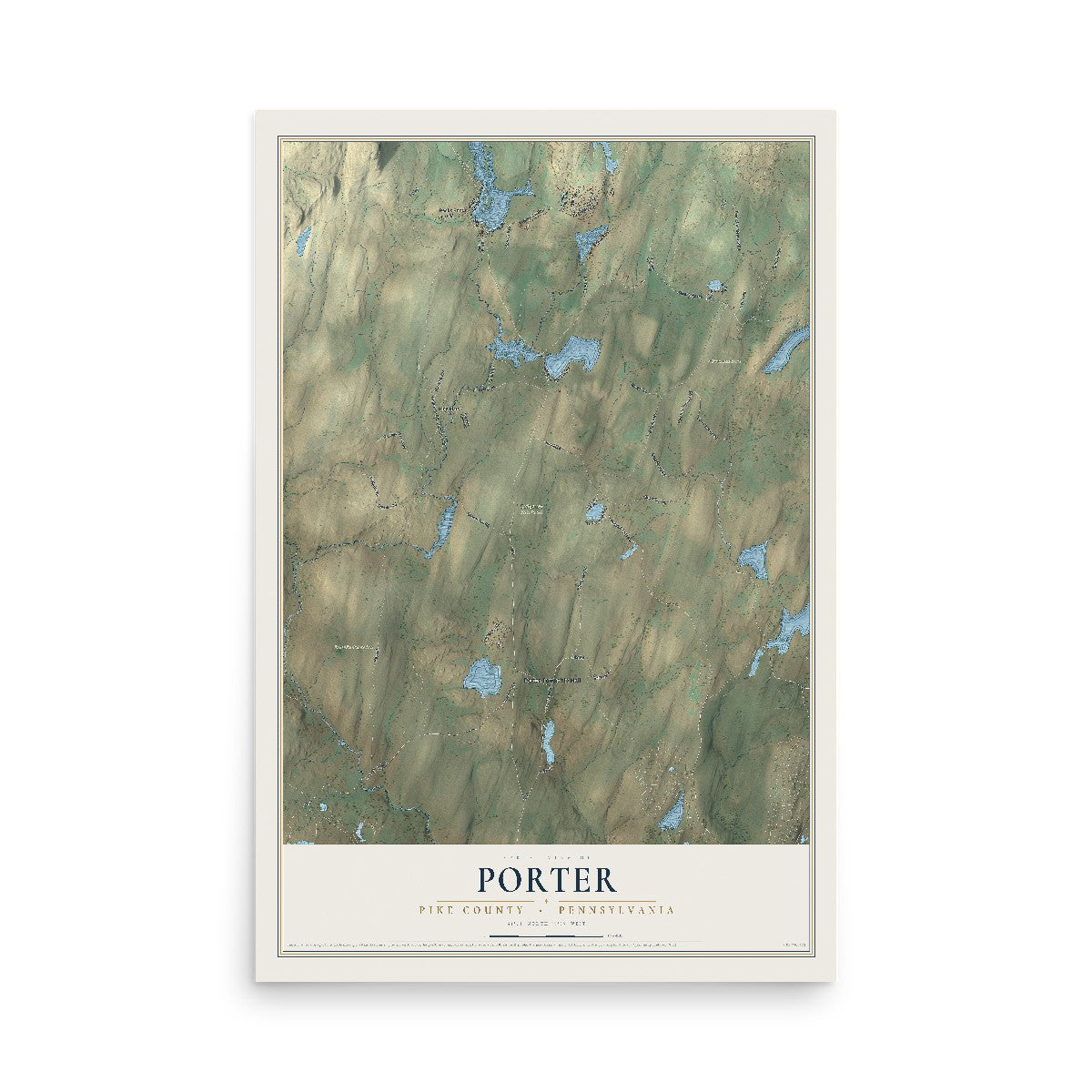 Map of Porter, Pike County, Pennsylvania, 12 x 18 inch unframed archival matte print