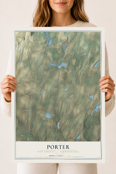 Map of Porter, Pike County, Pennsylvania, 18 x 24 inch unframed archival matte print