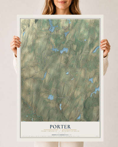 Map of Porter, Pike County, Pennsylvania, 24 x 36 inch unframed archival matte print