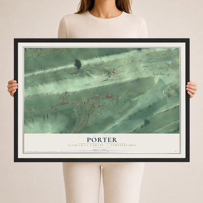 Map of Porter, Schuylkill County, Pennsylvania, 24 x 36 inch print in a black wood frame