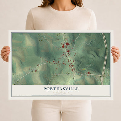 Map of Portersville, Pennsylvania, 12 x 18 inch unframed archival matte print