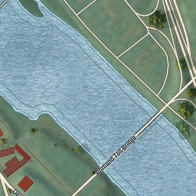 Close-up of the map of Portland, Pennsylvania print showing street and building detail