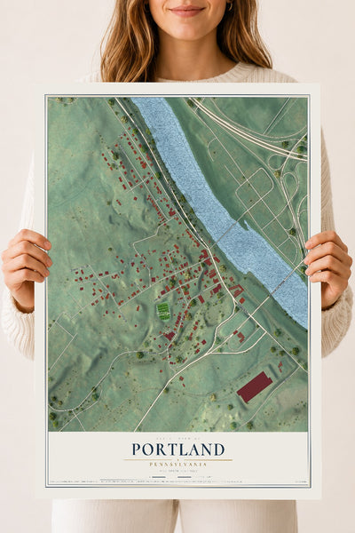 Map of Portland, Pennsylvania, 18 x 24 inch unframed archival matte print