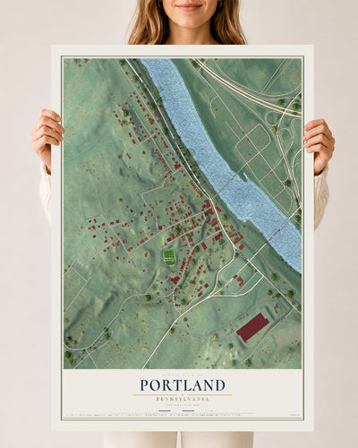 Map of Portland, Pennsylvania, 24 x 36 inch unframed archival matte print