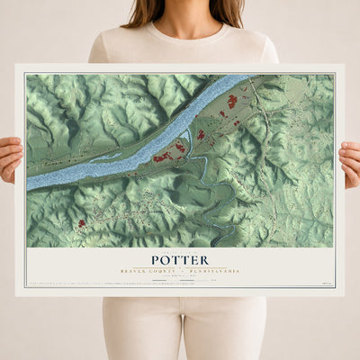 Map of Potter, Beaver County, Pennsylvania, 18 x 24 inch unframed archival matte print