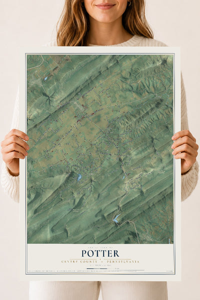 Map of Potter, Centre County, Pennsylvania, 18 x 24 inch unframed archival matte print