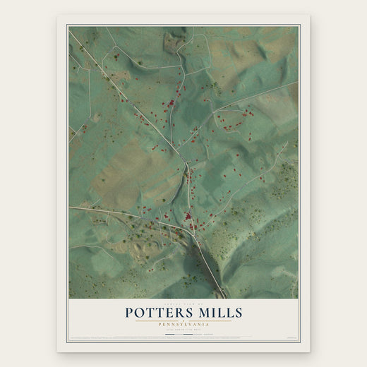 Potters Mills, Pennsylvania map print, the full design