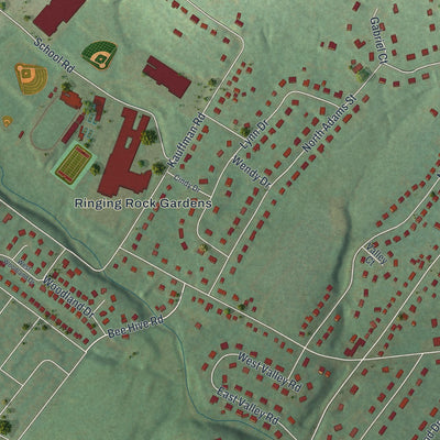 Close-up of the map of Pottsgrove, Pennsylvania print showing street and building detail