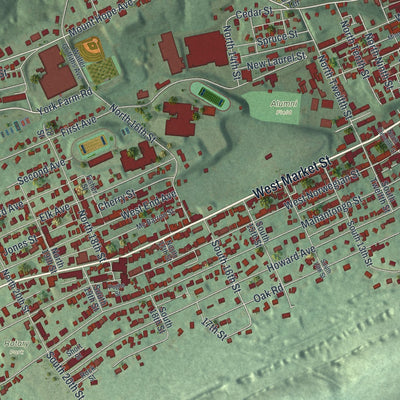 Close-up of the map of Pottsville, Pennsylvania print showing street and building detail