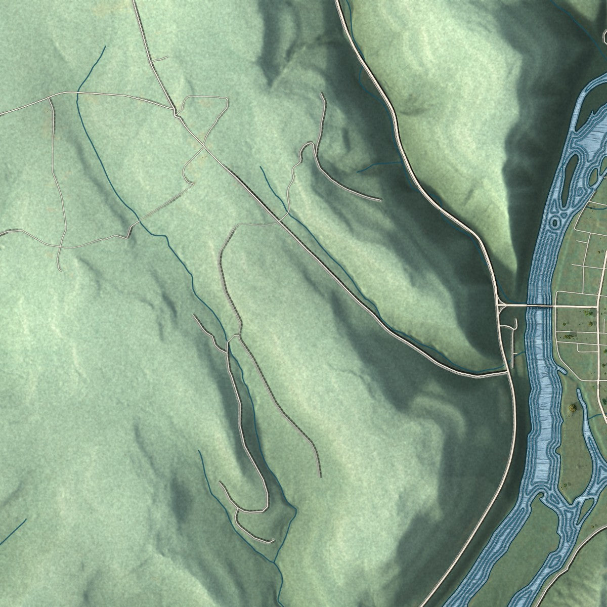 Second close-up of the map of President, Pennsylvania print showing more streets and buildings