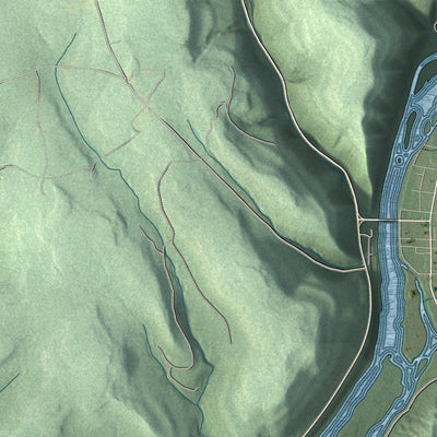 Second close-up of the map of President, Pennsylvania print showing more streets and buildings