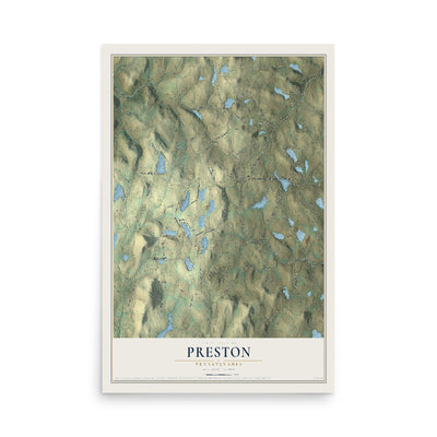 Map of Preston, Pennsylvania, 12 x 18 inch unframed archival matte print