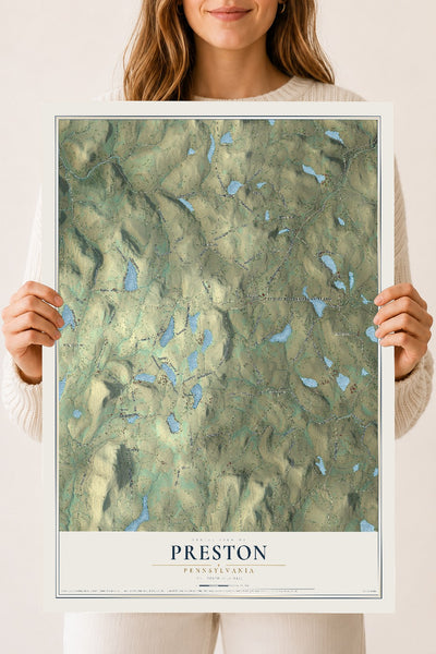Map of Preston, Pennsylvania, 18 x 24 inch unframed archival matte print