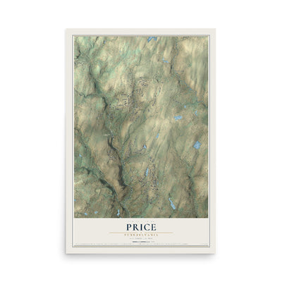Map of Price, Pennsylvania, 12 x 18 inch unframed archival matte print
