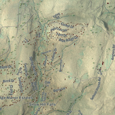 Second close-up of the map of Price, Pennsylvania print showing more streets and buildings